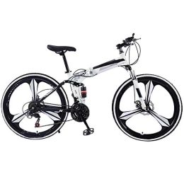 YGTMV Fahrräder YGTMV Mountainbike für Erwachsene, 66 cm (26 Zoll), Geländefahrrad, aus Karbonstahl, klappbar, 24 Gänge, vollgefederte Gänge, Doppelscheibenbremsen L Schwarz