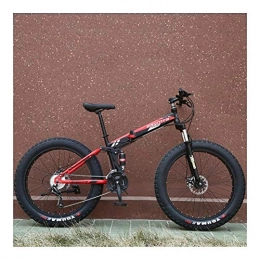 YiWu 24" Fat Tire 4.0 7/21/24 Geschwindigkeit Folding-Rahmen Mountain Beach Bike im Freien Faltbare Fahrrad (Farbe : Red Black, Number of speeds : 21)