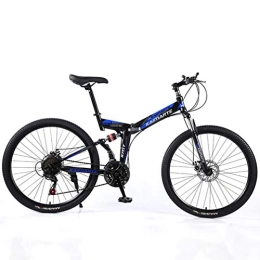 YUKM Zusammenklappbare Mountainbike YUKM 40-Speichen-5-Color 26-Zoll-Folding Mountain Cross-Country Bike, Anfänger Praxis Bike, 3-Gang-Konfiguration, Doppelscheibenbremsen, Blau, 26 inch 21 Speed