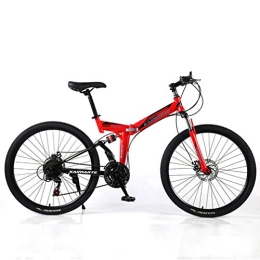 YUKM Fahrräder YUKM 40-Speichen-5-Color 26-Zoll-Folding Mountain Cross-Country Bike, Anfänger Praxis Bike, 3-Gang-Konfiguration, Doppelscheibenbremsen, Rot, 26 inch 21 Speed