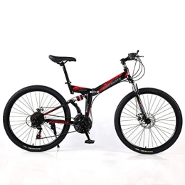 YUKM Fahrräder YUKM 40-Speichen-5-Color 26-Zoll-Folding Mountain Cross-Country Bike, Anfänger Praxis Bike, 3-Gang-Konfiguration, Doppelscheibenbremsen, Schwarz, 26 inch 21 Speed