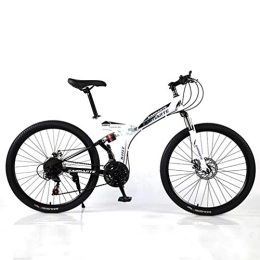 YUKM Fahrräder YUKM 40-Speichen-5-Color 26-Zoll-Folding Mountain Cross-Country Bike, Anfänger Praxis Bike, 3-Gang-Konfiguration, Doppelscheibenbremsen, Weiß, 26 inch 21 Speed