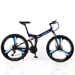 YUKM Zusammenklappbare Mountainbike YUKM DREI-Speichen-Räder sind für Erwachsene Männer und Frauen in fünf Farben, DREI-Gang-Umwandlung Mountainbikes, Faltbare bewegliche Off-Road Bikes, Blau, 26 inch 21 Speed