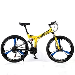 YUKM Zusammenklappbare Mountainbike YUKM DREI-Speichen-Räder sind für Erwachsene Männer und Frauen in fünf Farben, DREI-Gang-Umwandlung Mountainbikes, Faltbare bewegliche Off-Road Bikes, Gelb, 26 inch 21 Speed