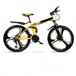 YUN HAI Zusammenklappbare Mountainbike YUN HAI Bewegliche Faltbare Mountainbike Anti-Rutsch-Doppelscheibenbremsen Fahrrad 3 Speichen 24 Geschwindigkeit 26 Zoll Dual-Suspension Bikes for Erwachsene Teens (Farbe : Gelb)