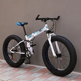 YXGLL Fahrräder YXGLL 26-Zoll-Klapp-Schneerad für Erwachsene, ultrabreite Reifen, 4.0, Mountainbike mit Variabler Geschwindigkeit, Offroad-Strand-Rennrad (White 30)