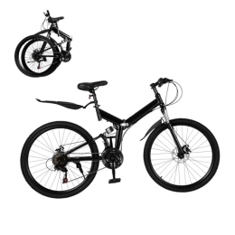 ZAANU Zusammenklappbare Mountainbike ZAANU 26-Zoll-Räder Mountainbike-Fahrräder für Erwachsene, 21-Gang-Falträder, Fahrrad für Erwachsene mit Doppelscheibenbremsen, Vollfederung aus Kohlenstoffstahl, höhenverstellbar, für Herren / Damen