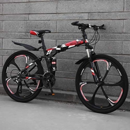 ZEIYUQI Zusammenklappbare Mountainbike ZEIYUQI 26" 24-Gang Mountainbike Für Erwachsene Doppelscheibenbremse Fahrräder, High Carbon Stahl Hard Tail Rahmen Weiß 3 Spoke, Rot, 27 * 24"*3