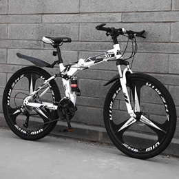 ZEIYUQI Fahrräder ZEIYUQI 26" 24-Gang Mountainbike Für Erwachsene Doppelscheibenbremse Fahrräder, High Carbon Stahl Hard Tail Rahmen Weiß 3 Spoke, Schwarz, 21 * 26''*6