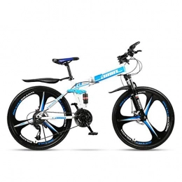 Zhenwo 26 Inch Folding Bike Shock Absorption Speed Mountain Bike Off-Road Non-Slip Tyre Bicycle for Adults,Blau