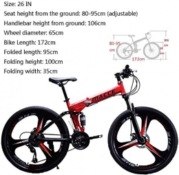 zhouzhou666 Fahrräder zhouzhou666 26IN Carbon Steel Mountain Bike 21 Speed Bicycle Full Suspension MTB Kinderfahrrad Jungen-Mädchen-Fahrrad & Herren-Damen-Fahrrad-rot_26_Zoll