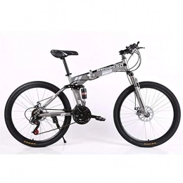 ZHTX Fahrräder ZHTX Mountainbike 21 / 24 / 27 / 30 Geschwindigkeit vorne und hinten Stoßdämpfer 26" Zoll Faltrad Rennrad Doppelscheibenbremsen Folding MTB (Color : Gray, Size : 24Speed)