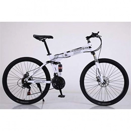 ZHTX Fahrräder ZHTX Mountainbike 21 / 24 / 27 / 30 Geschwindigkeit vorne und hinten Stoßdämpfer 26" Zoll Faltrad Rennrad Doppelscheibenbremsen Folding MTB (Color : White, Size : 27Speed)