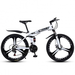 ZHTY Fahrräder ZHTY 26"21-Gang-Mountainbike für Erwachsene, Leichter Aluminium-Vollfederungsrahmen, Federgabel, Scheibenbremse, Weiß, C-Mountainbike