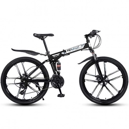 ZRZJBX Zusammenklappbare Mountainbike ZRZJBX Geschwindigkeit Mountainbike Carbon Stahl Faltrad Doppel Disc Bremse Erwachsene Fahrrad 10 Messer Rad Student Fahrrad, 26”Black-21speed