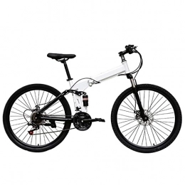 ZYGJ Mountainbike 24-Zoll-Fahrrad mit faltender Kohlenstoffstahl-Rahmen, Komfortables Sitzkissen, für den Außen- oder Berg White- 24 Speed