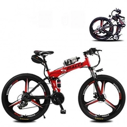 KT Mall Fahrräder 26 Folding Elektro-Bike für Erwachsene 21 Speed ​​mit 36V 6.8A Lithium-Batterie-elektrisches Gebirgsfahrrad Stromspar Portable und angenehm Assisted Reiten Distanz 20-25 Km, Rot