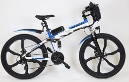 Farger Fahrräder 26 Zoll E-Mountainbike aus Aluminium, Klapprad Damen Herren Elektrofahrrad mit 36V 10.4AH Lithium-Ionen Batterie, Shimano 21-Gang (Weiß)