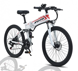 26 Zoll Ebike Mountainbike, 350 Watt 48V Schnee e-Bike 21 Geschwindigkeiten, 2 x Llithium Batterie Hydraulische Scheibenbremsen Mountain E-Bike für Erwachsene,EU Warehouse,White