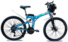 HOME-MJJ Fahrräder 48V 8AH / 10AH / 15AHL Lithium-Batterie Faltrad MTB Mountain Bike E-Bike 21 Geschwindigkeit Fahrrad Intelligenz elektrisches Fahrrad mit 350W Brushless Motor ( Color : Blue , Size : 48V8AH350w )