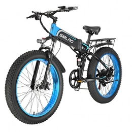 YANGAC Fahrräder E-Bike E Mountainbike 26 Zoll Elektrofahrrad, Klapprad Elektro-Mountainbike Shimano 7 Gang Getriebe Vollfederung mit 48V 10, 4Ah Lithium-Akku, Doppelscheibenbremsen, Fette Reifen Mountain E-MTB (blau)