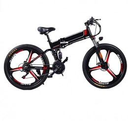 RDJM Zusammenklappbares elektrisches Mountainbike Ebike e-Bike, 26-Zoll-Upgrade Die Rahmen Fat Tire elektrisches Fahrrad 48V 10 / 12.8AH Batterie Adult Hilfs Bike 350W Motor Berg Schnee E-Bike (Color : Black, Size : 10AH)