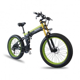 KETELES Zusammenklappbares elektrisches Mountainbike Electric Bike, 26 Inch Foldable Electric Mountain Bike, 4.0 Inch Grease Tyres, Electric Beach Snow E Bike, 48 V, 15 Ah Removable Li-Ion Battery E Bicycle for Adults, Men and Women (Grün)