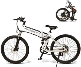 WJSWD Zusammenklappbares elektrisches Mountainbike Electric Snow Bike, 28" Electric Trekking / Touring Bike for Erwachsene, 21-Gang Getriebe Elektro-Fahrrad mit 10.4Ah / 48V austauschbarem Lithium-Ionen-Akku, Vorderachsfederung, Doppelscheibenbremsen,