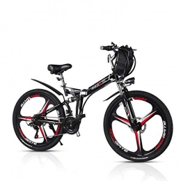 ZBB Zusammenklappbares elektrisches Mountainbike Elektrische Fahrräder Faltbare Mountainbikes 48V 350W Erwachsene 7 Geschwindigkeiten Doppelstoßdämpfer mit 26 Zoll Reifen Scheibenbremse und Vollfederung Gabel Geschwindigkeit bis zu 40 km / h, Schwarz