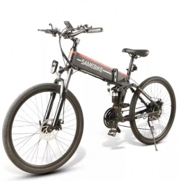 ELLBM Fahrräder Elektrofahrrad, 26" Mountain E-Bike Elektro Klappfahrrad für Erwachsene City Pendler Ebike Klapprad Elektrisches Fahrrad mit 48V 10Ah LCD USB, Mopedfahrrad mit Shimano 21-Gang (LO26 FT Schwarz)