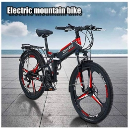 Fangfang Zusammenklappbares elektrisches Mountainbike Elektrofahrrad, 300W elektrisches Fahrrad Erwachsene Elektrische Mountainbike 48V 10AH Elektrische Fahrrad mit Abnehmbarer Lithium-Ionen-Batterie 21 Geschwindigkeitszahnräder Strand Schneefahrrad, Fah