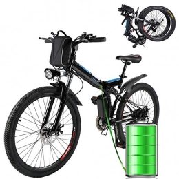 Eloklem Zusammenklappbares elektrisches Mountainbike Elektrofahrrad Citybike E-Bike, 36V 250W Motor, 8Ah Akku, 7 Gang Nabenschaltung (Schwarz_A)