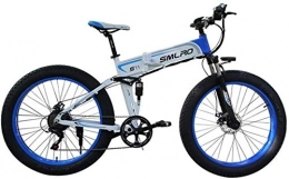 Fangfang Zusammenklappbares elektrisches Mountainbike Elektrofahrrad, Elektro-Fahrrad Folding Mountain Power-Assisted Snowmobile geeignet for Outdoor Sport 48V350W Lithium-Batterie, Fahrrad (Color : Blue, Size : 48V10AH)