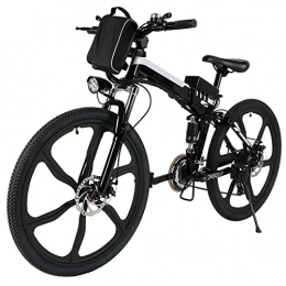 Sosper Fahrräder Elektrofahrrad Mountainbike, 26 Zoll Faltbar E-Bike mit 21-Gang Getriebe, 36V 8AH Lithium-Akku, 250W Hochgeschwindigkeits-Bürstenlose Heckmotor