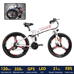 DT Fahrräder Elektrofahrräder 48V 12.8A Samsung Li-Batterie Faltrad MTB Mountainbike E Bike 26 Zoll Shimano 21 Speed Fahrrad Intelligente Elektrofahrrad Mit GPS-Ortungssystem, Weiß