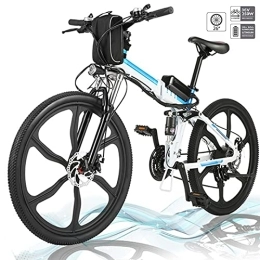 Hesyovy Fahrräder Faltbares E-Bike, 36V 250W Elektrofahrräder, 8A Lithium Batterie Mountainbike, 26 Zoll Große Kapazität Pedelec mit Lithium-Akku und Ladegerät (Aktualisierung-Weiß)