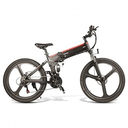 FBKPHSS Faltbares E-Bike, 48V 500W Elektrofahrräder Shimano 21-Gang-Gänge Mountainbike mit Lithium Batterie Mountainbike für Damen und Herren,Schwarz,Standard 1
