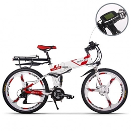 GUOWEI Zusammenklappbares elektrisches Mountainbike GUOWEI Rich BIT RT-860 36 V 12, 8AH 250 Watt Elektrische Faltrad Vollfederung City Bike (White-Red)