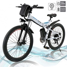 Hiriyt Fahrräder Hiriyt Faltbares E-Bike, 36V 250W Elektrofahrräder, 8A Lithium Batterie Mountainbike, 26 Zoll Große Kapazität Pedelec mit Lithium-Akku und Ladegerät (Faltbar_Weiß)