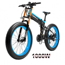 HOME-MJJ Zusammenklappbares elektrisches Mountainbike HOME-MJJ 1000W 26 Zoll Fat Tire elektrisches Fahrrad Mountain Beach Schnee-Fahrrad for Erwachsene EBike mit abnehmbarem 48V14.5A Lithium-Batterie (Color : Blue, Size : 1000W)
