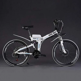 Hyuhome Ebikes für Erwachsene, Folding Electric Bike MTB Dirtbike, 26" 48V 10Ah 350W IP54 Waterproof Design, einfache Lagerung Faltbarer elektrischer Fahrräder für Männer,Weiß