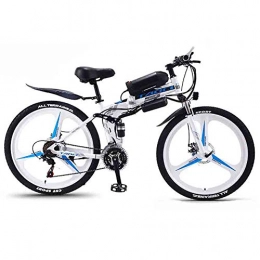 Hyuhome Fahrräder Hyuhome Electric Mountain Bikes für Erwachsene, faltbares MTB Ebikes für Männer Frauen Damen, 360W 36V 10.08 / 13AH All Terrain 26" Mountainbike / Arbeitsweg Ebike, White one Wheel, 10AH