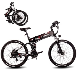 KAISDA Fahrräder KAISDA E-Bike 26 Zoll Faltbares E-Mountainbike 25km / h mit 48V 10, 4Ah Litium-Ionen-Batterie LCD Bildschirm und Handyhalterung Shimano 21-Gänge für Damen Herren (Schwarz)