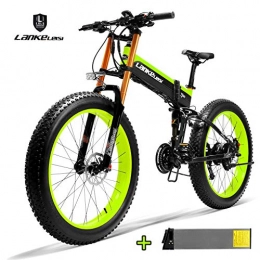LANKELEISI Fahrräder LANKELEISI 750PLUS 48V14.5AH 1000W EngineAll-Powerful Leistungsfähiges elektrisches Fahrrad 26 '' 4.0 Großhandelsreifen Ebike 27 Geschwindigkeits-Schnee MTB(grün+1 zusätzliche Batterie)