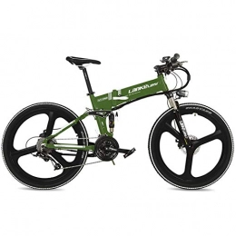 LANKELEISI Fahrräder LANKELEISI XT750 240W kühles Qualitäts-26 faltbares elektrisches Mountainbike, integriertes Rad, nehmen 36V 12.8Ah versteckte Lithium-Batterie, Lange Ausdauer (Grün, Standard)