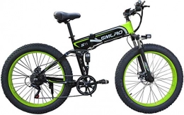 LFSTY Verbesserte Electric Mountain Bike 350W 26-Zoll-Fat Tire E-Bike 7 Beschleunigt Beach Cruiser Sport Mountainbikes Fullys, Lithium-Batterie,Green