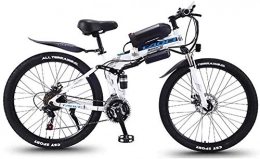 LIMQ Fahrräder LIMQ Zusammenklappbares Elektrisches Mountainbike 350-W-Snowbikes Abnehmbarer 36-V-8-Ah-Lithium-Ionen-Akku Fr Erwachsene 26-Zoll-Elektrofahrrad Mit Premium-Vollfederung Fr Erwachsene, White-21speed