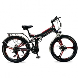 LIU Fahrräder liu Elektrofahrrad für Erwachsene 26 Zoll Reifen Ebikes Faltbares 48V Lithium Batterie E-Bike 500W Mountain Snow Beach Elektrofahrrad (Farbe : 3-Black red)