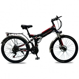 LIU Fahrräder liu Elektrofahrrad für Erwachsene 26 Zoll Reifen Ebikes Faltbares 48V Lithium Batterie E-Bike 500W Mountain Snow Beach Elektrofahrrad (Farbe : Black red)