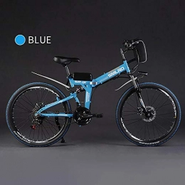 LOO LA Zusammenklappbares elektrisches Mountainbike LOO LA 26 Zoll Faltbares E-Bike Mountainbike, Mountainbike Klappbar mit 48v 8ah 350w Lithium-Batterie, 7 Gang Elektronische Scheibenbremse, 3 Fahrmodi, Blau